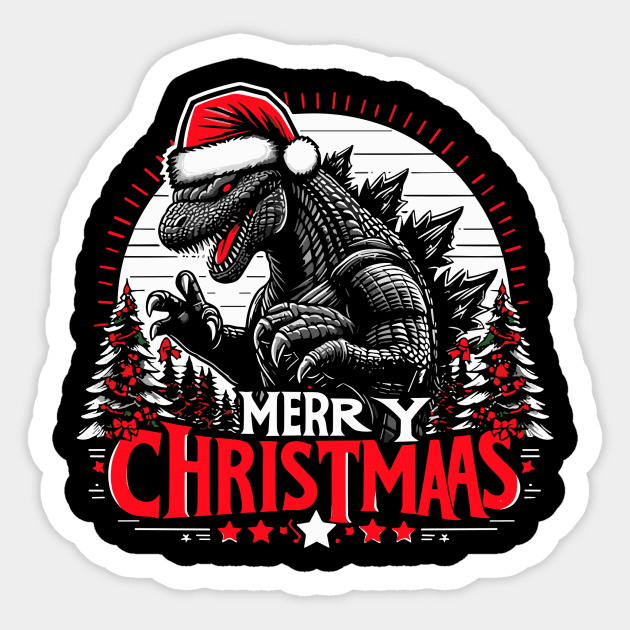 Godzilla - xmas Sticker by Rizstor